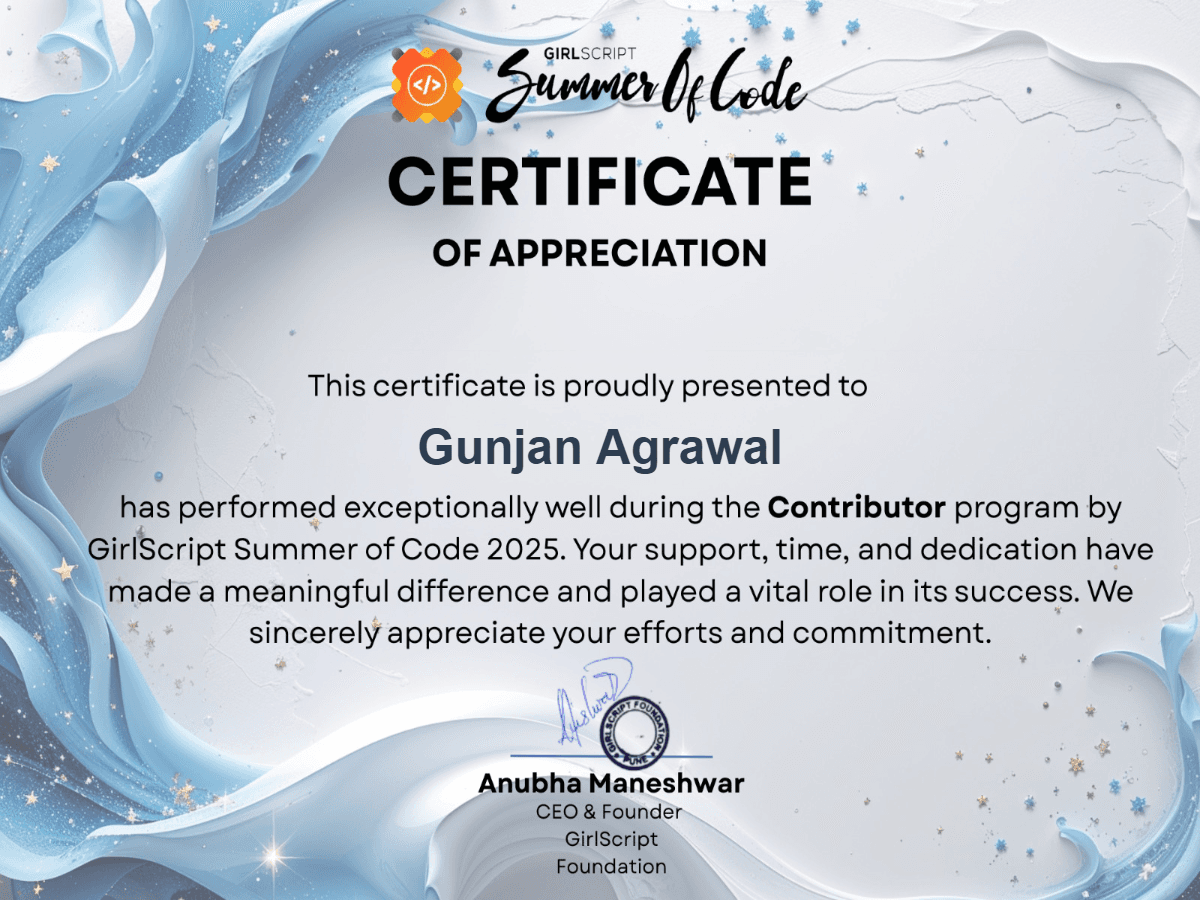 Contributor - GirlScript Summer of Code 2025